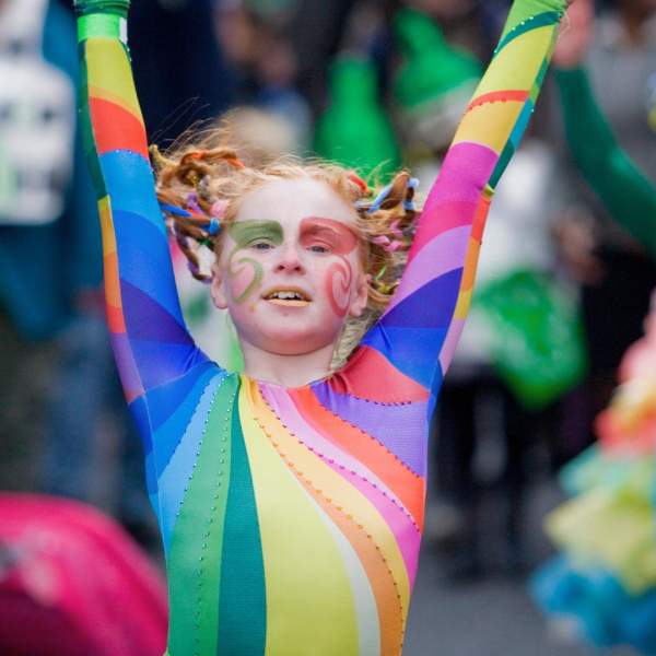 A girl performs in the St Patrick's Day celebrations
