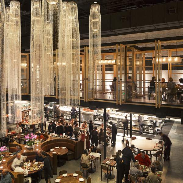 Interior dining area of Morimoto Asia restaurant in Disney Springs
