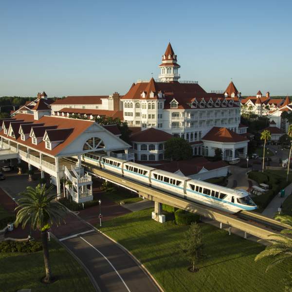 Disney’s Grand Floridian Resort & Spa exterior and monorail