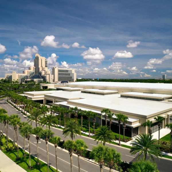 Exterior of hotel and meeting space Orlando World Center Marriott