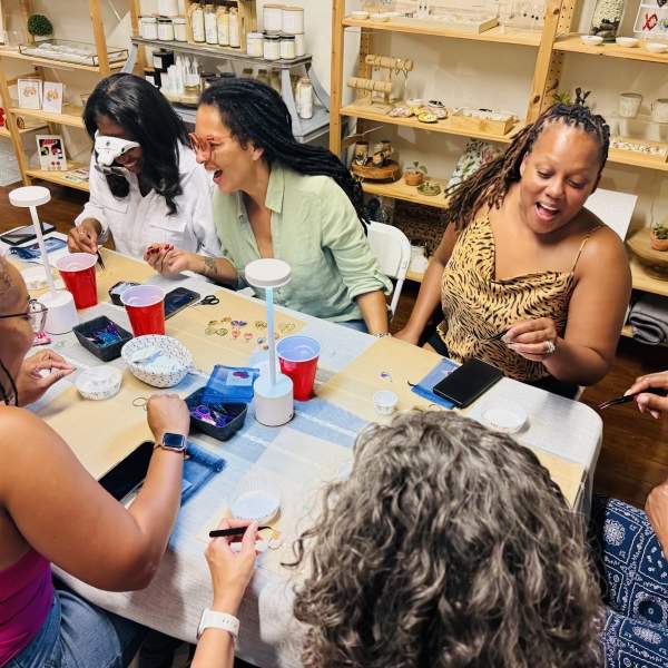 Adults create paintings, jewelry and more during a hands-on workshop at Autumn & Ro