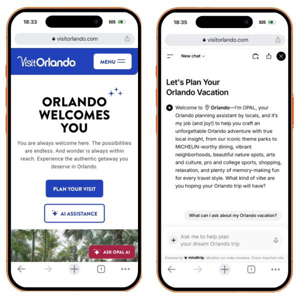 New artificial intelligence-driven trip planning tool, OPAL (Orlando Planning Assistance by Locals)