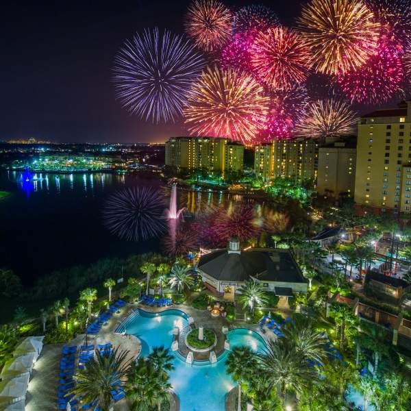 Wyndham Grand Orlando Resort Bonnet Creek fireworks at night