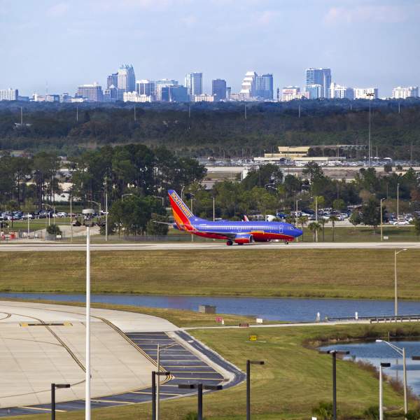 Orlando International Airport airplane on the runway