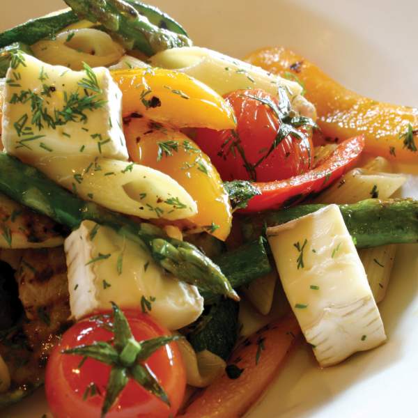 close up of pasta with vegetables