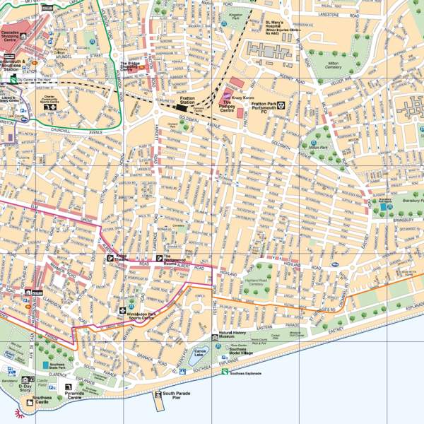 Illustration of a street map of Portsmouth