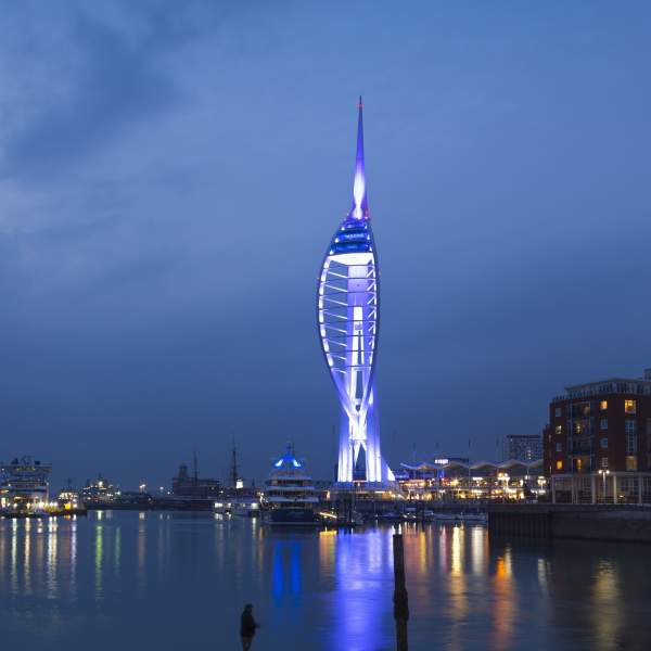 Spinnaker Tower at nightfall