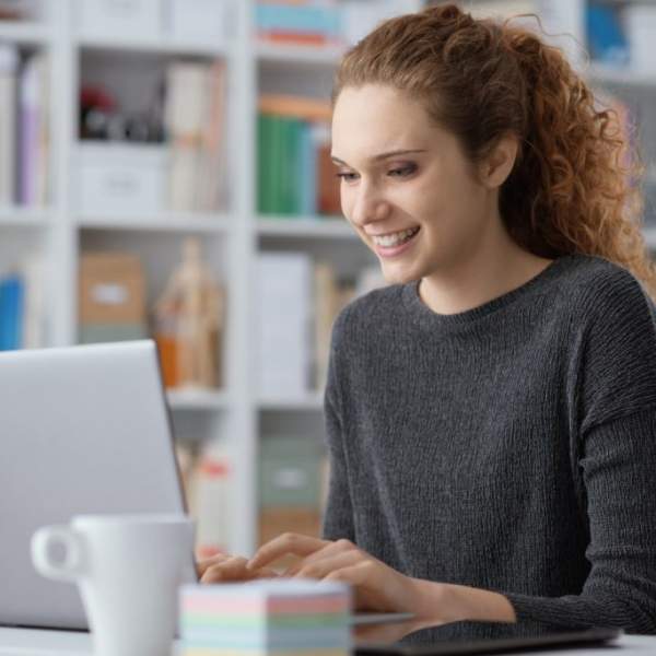 woman using laptop
