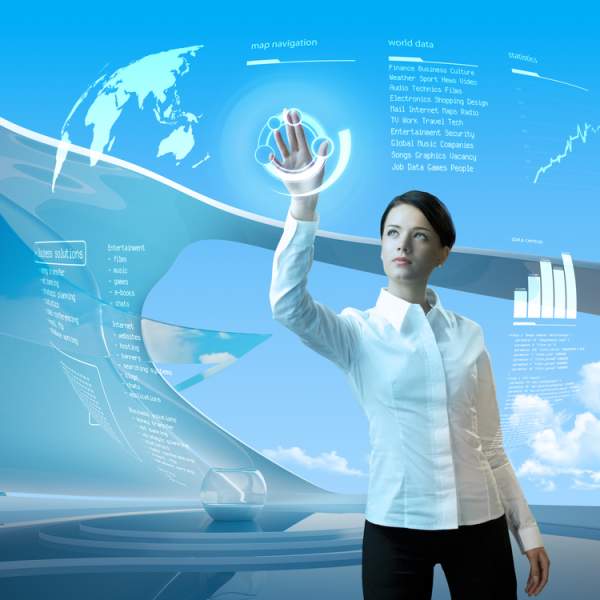 woman holographic data