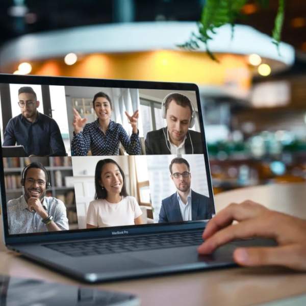 virtual meeting on laptop
