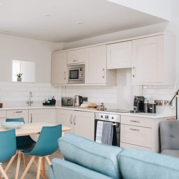 Kitchen in a light self-catering cottage