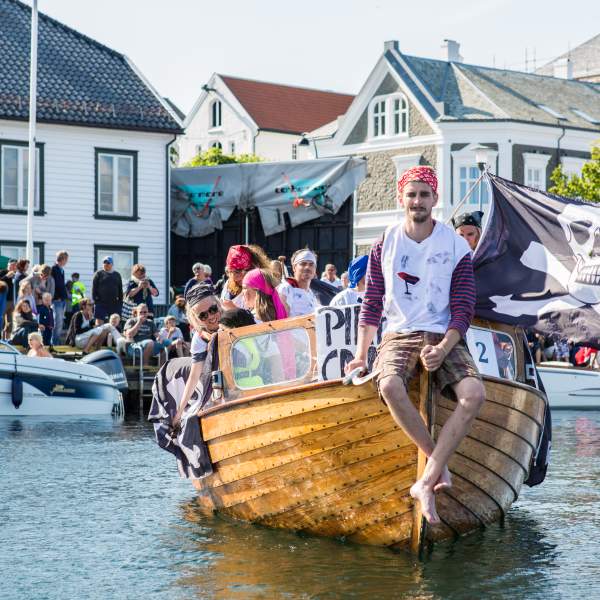 Pirate boat in Farsund during annual Kaperdagene festival