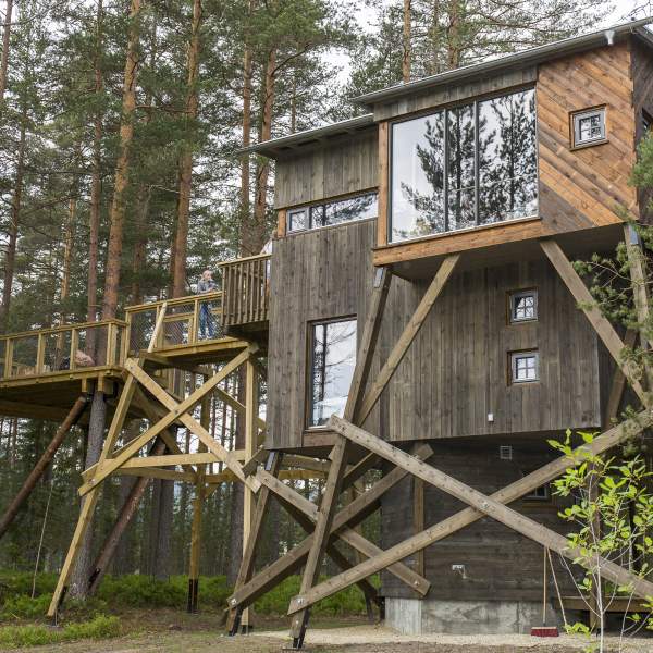 Treehouses in the forest at Gjerstad outside Risør, Southern Norway