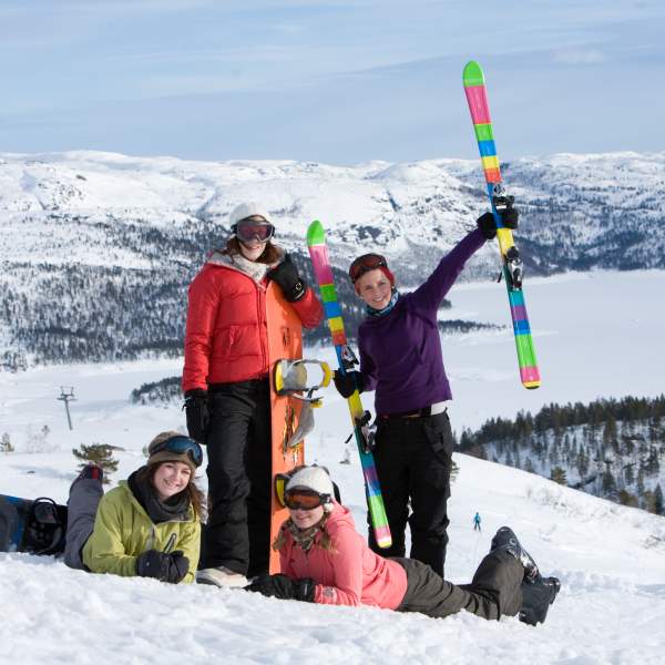 Girls ready for downhill skiing