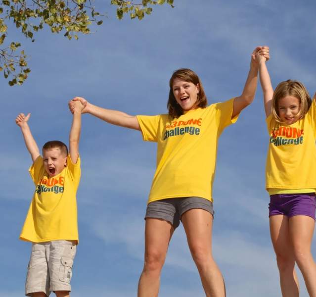 3 kids in dune challenge shirts