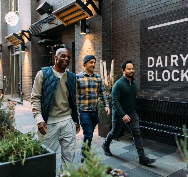 People walking around Dairy Block in Denver, Colorado.