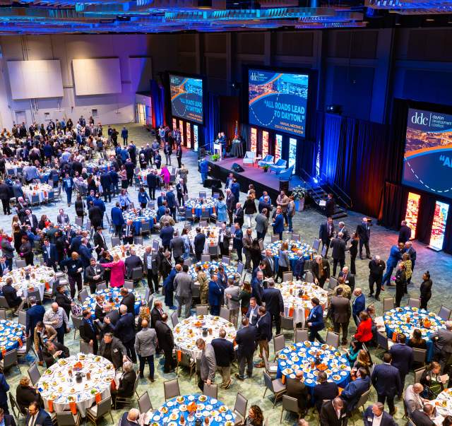 a large convention meeting at the dayton convention center