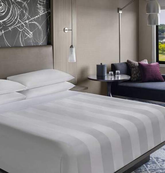 Stylish hotel room at Marriott Ann Arbor Ypsilanti
