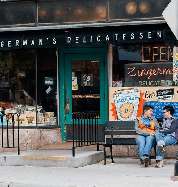 Two women outside Zingerman's Deli