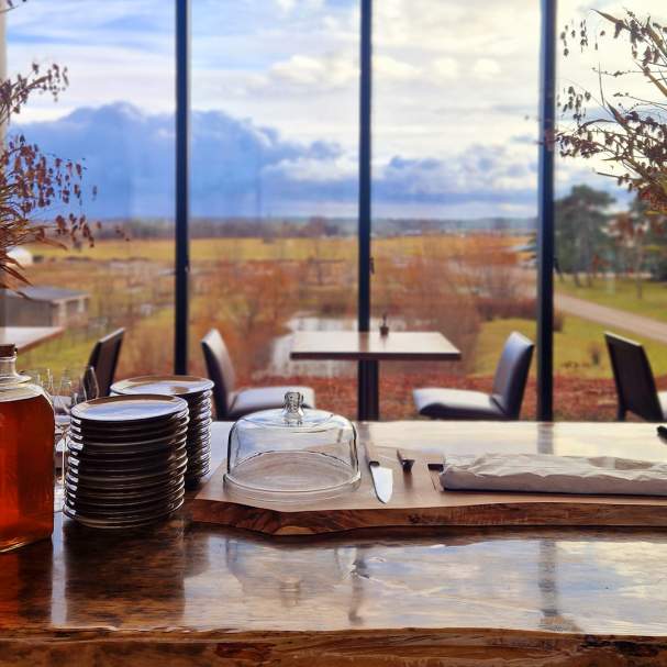 Table setting with a view