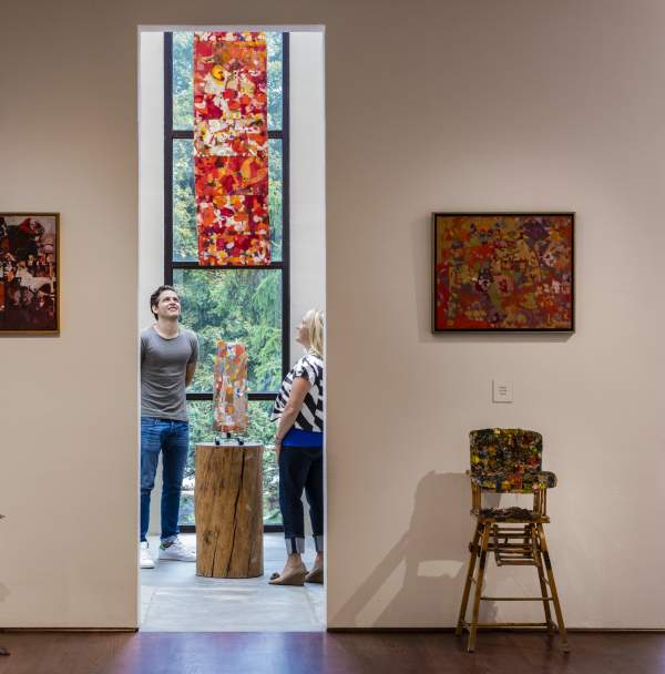 People looking at art