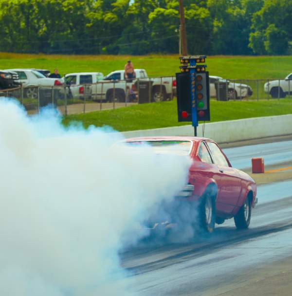 Car on dragstrip