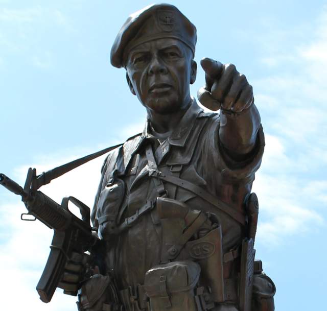 Cropped Image of Statue on Fort Bragg