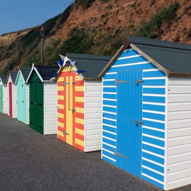 Colourful beach huts
