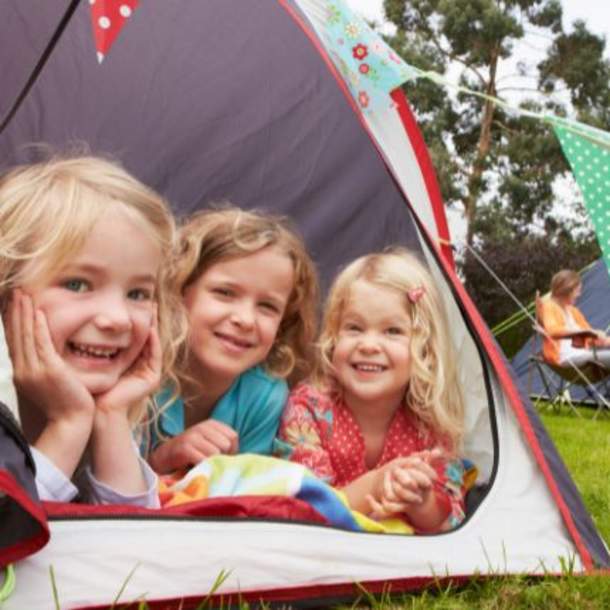 children in a tent