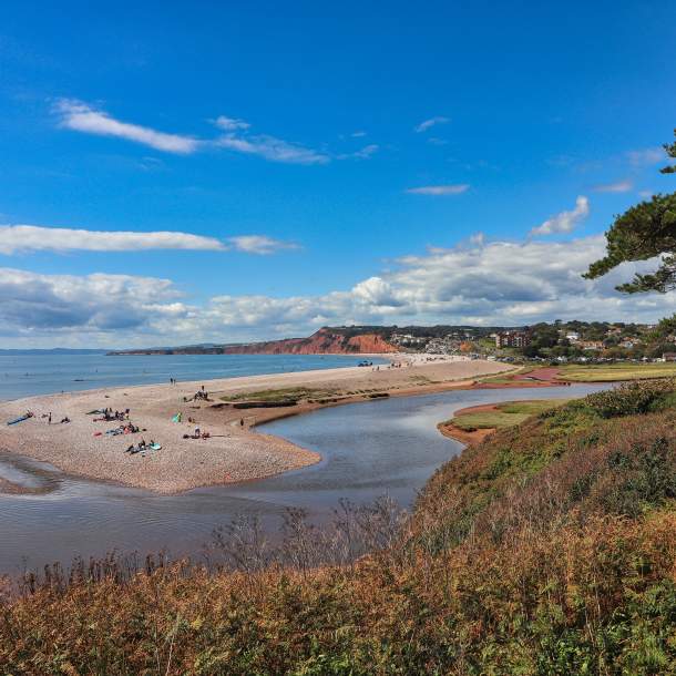 budleigh salterton sea view from pebble heats