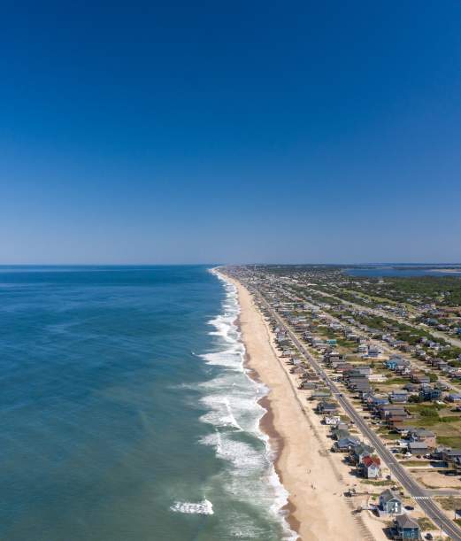 Aerial Ocean View of Highway 12 Beach in Outer Banks, NC