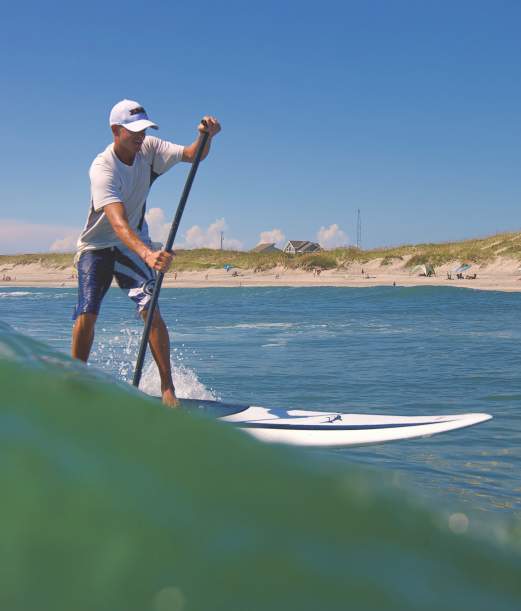 SUP paddleboarding on the Outer Banks in the ocean and the sound.