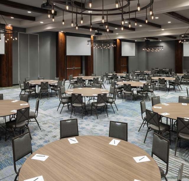 Meeting room setup with rounds
