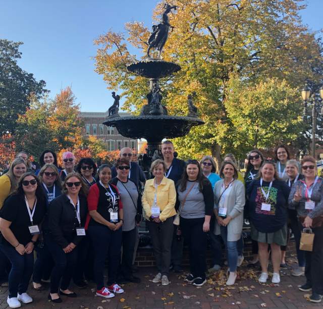 Group photo in Fountain Square Park