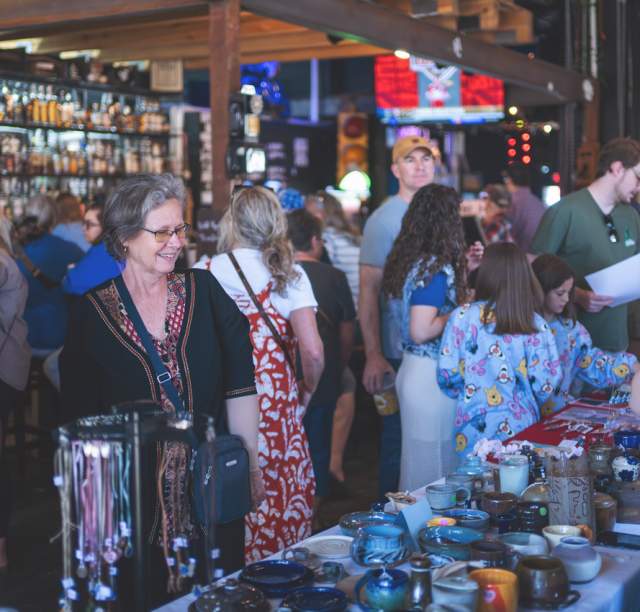 Patrons enjoying an arts festival