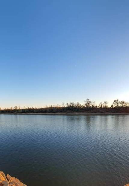 panoramic view of bluffs and river