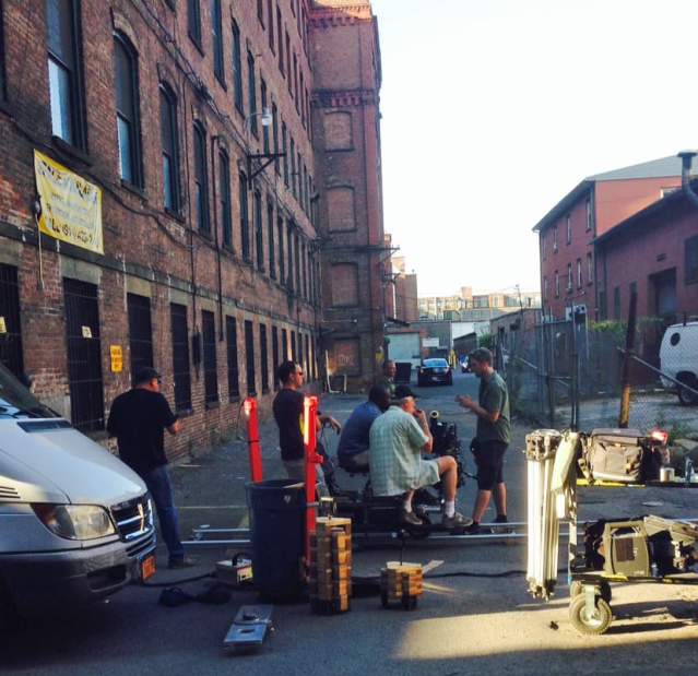 Film crew at Alexander Smith Carpet Mills