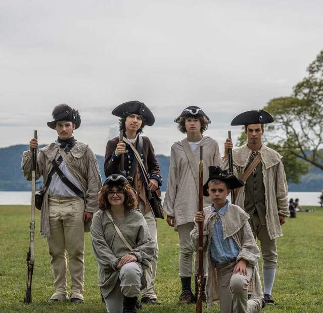 Rev Fest 250 Reenactment Soldiers in front of the Hudson River