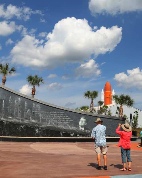 Visitors with disabilities can maneuver around the Kennedy Space Center Visitors Center.