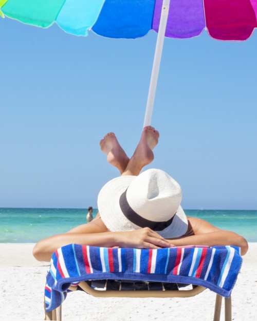 vacation relaxing beach umbrella