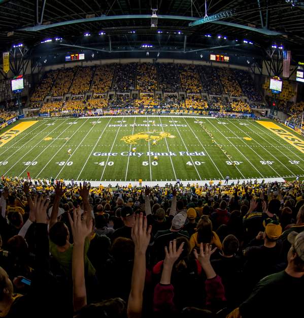 interior shot of the fargodome during a bison home game