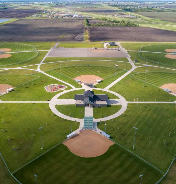 aerial photo of softball championship rings