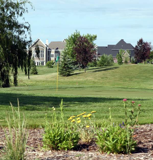 golf course with trees along the green