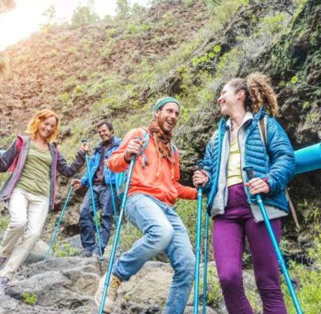 Group of young people hiking