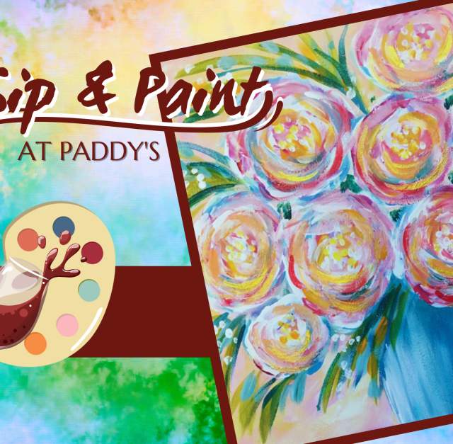 Sip & Paint at Paddy's with Wine & Design ~ 'Peony Bouquet'