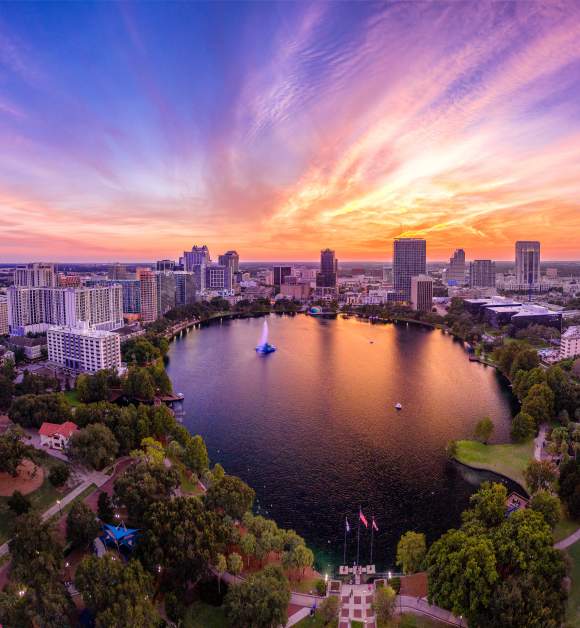 Orlando Main Streets lake eola aerial