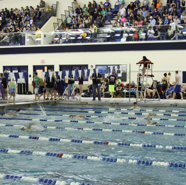 Swimmers at Lake Central pool