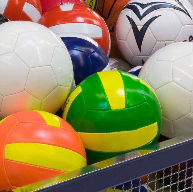 Balls at sporting goods store