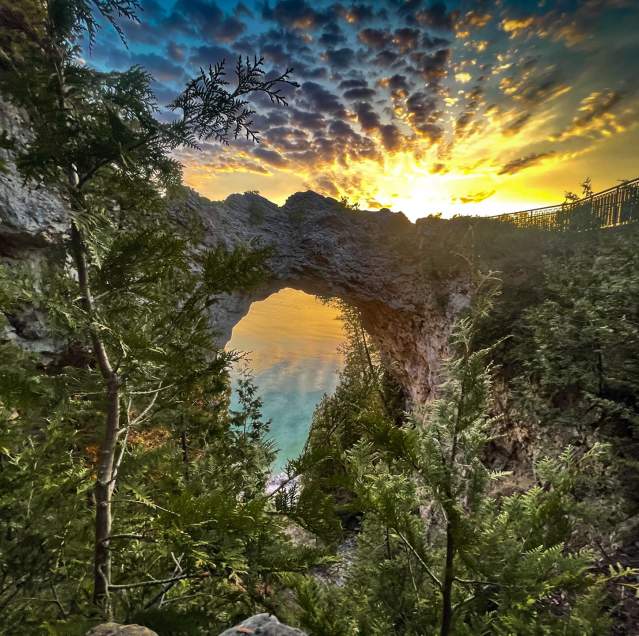 Arch Rock at sunrise Mackinac Island