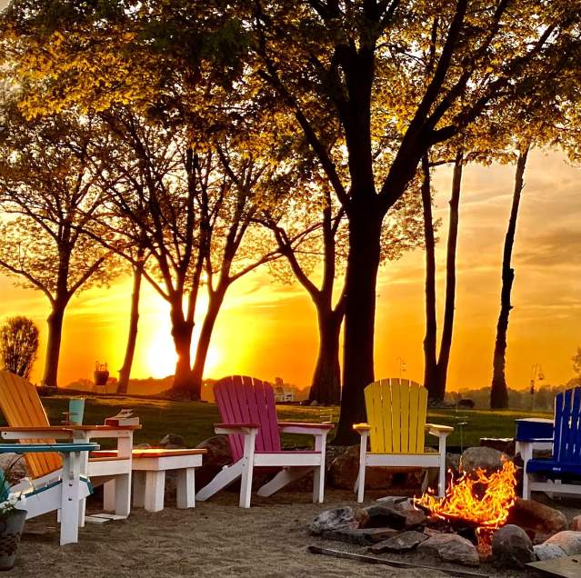 sunset, firepit, summer in West Michigan